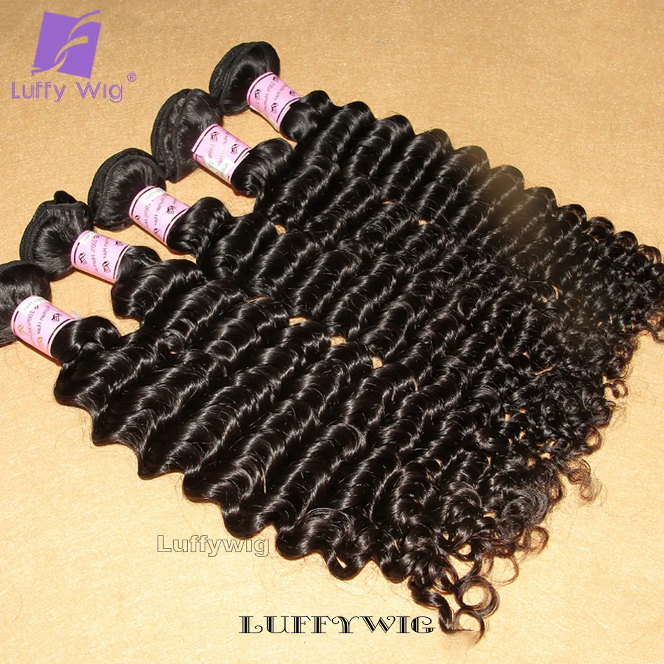 Double Drawn Full Burmese Deep Curly Hair Bundles Human Hair Extension Deep Wave Hair Extentions Remy Hair Weave Bundles LUFFY