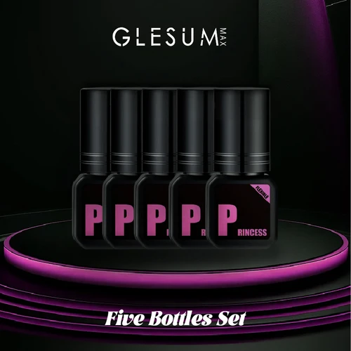 Glesum 5 botellas de pegamento princesa para extensión de pestañas, hágalo usted mismo, 5 ml, secado rápido, fuerte, retención adhesiva, 7-14 días