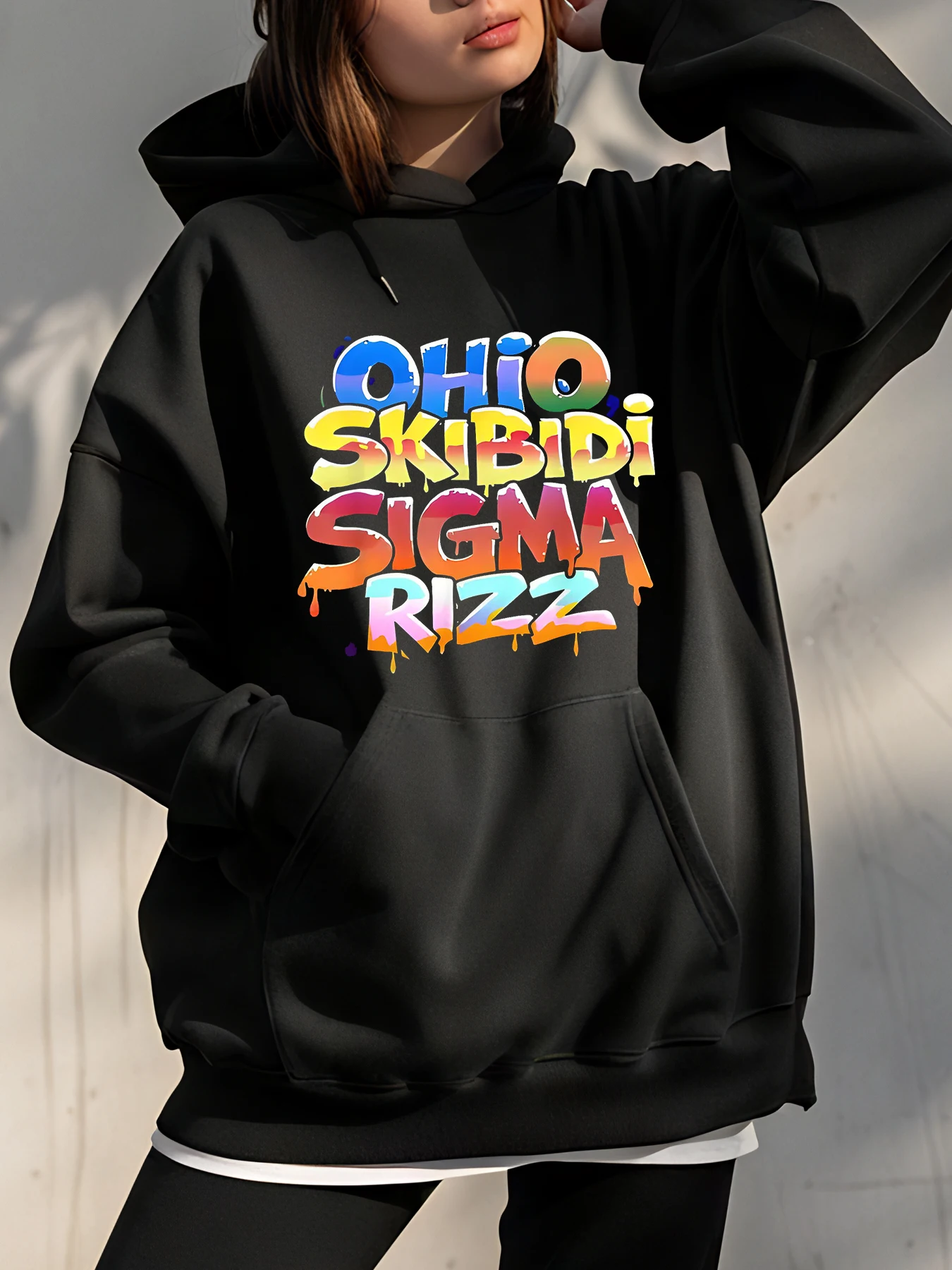 โอไฮโอ สกิบิดิ ซิกมา ริซเสื้อฮู้ดพิมพ์ลายสีสันสดใสเสื้อสเวตเตอร์ลำลองสำหรับผู้ชายผู้หญิงแฟชั่นเยาวชน