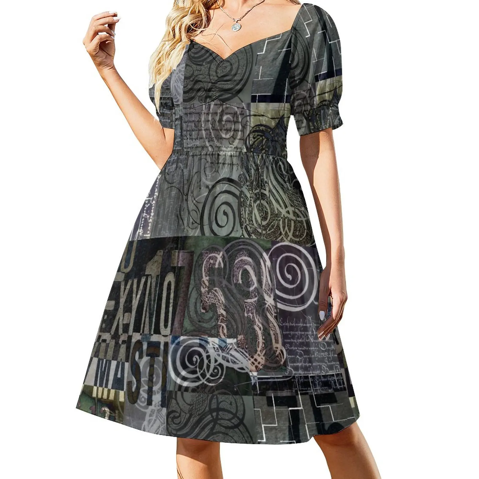 

Vintage letters collage Dress birthday dresses for women sexy short dresses daring Party dresses evening dresses women