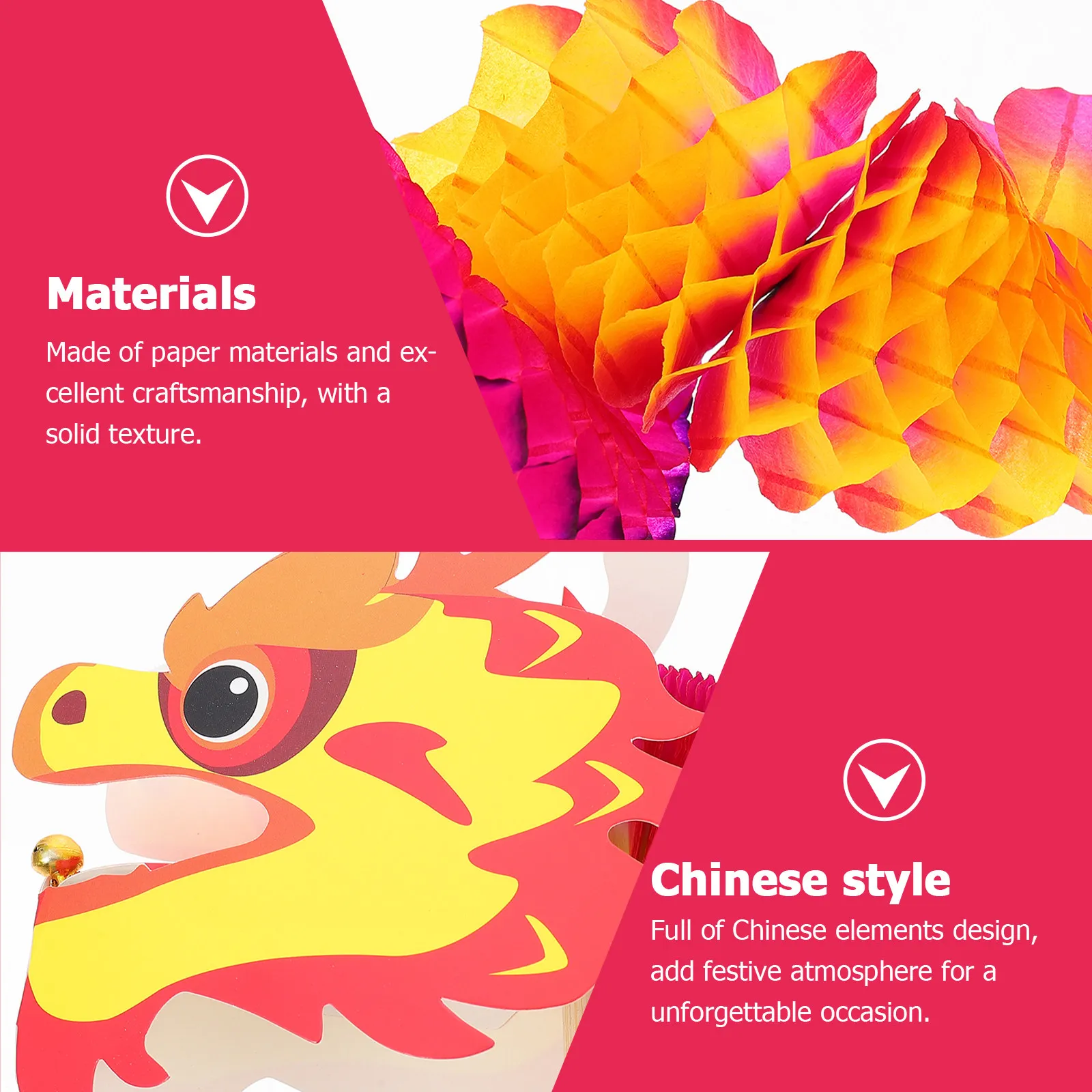 4Sets Chinese Paper Dragon DIY Craft Material Kit Kids Creative Manual Supply Educational Fun Handwork Gift DIY Accessories