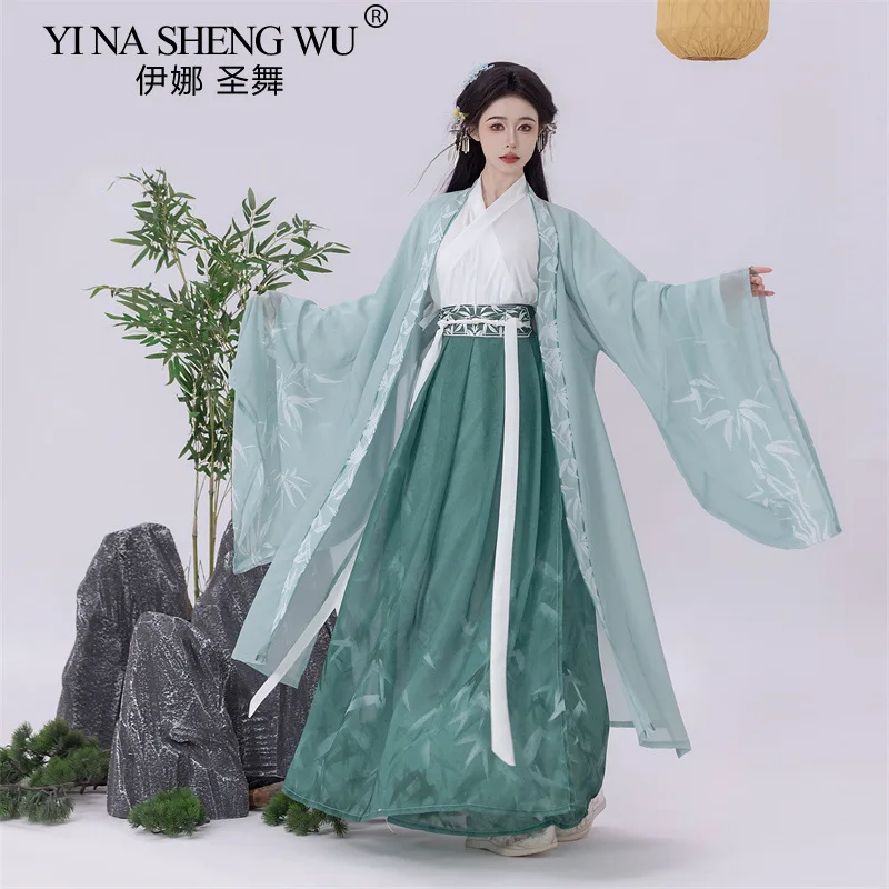 

Hanfu Groen Kostuum Vrouw Chinese Traditionele Oude Jurk Oosterse Prinses Jurk Elegantie Tang Dynastie Danskleding