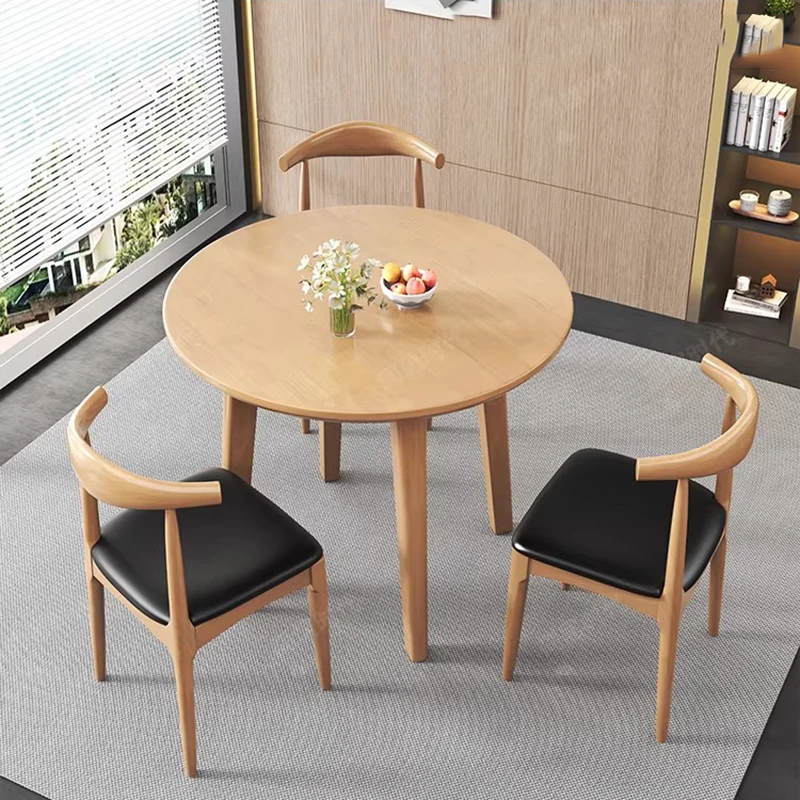 For Wood Round Luxury Dining Table Dressing Study Reception Space Saving Dining Table Outdoor Coffee Commercial Furniture