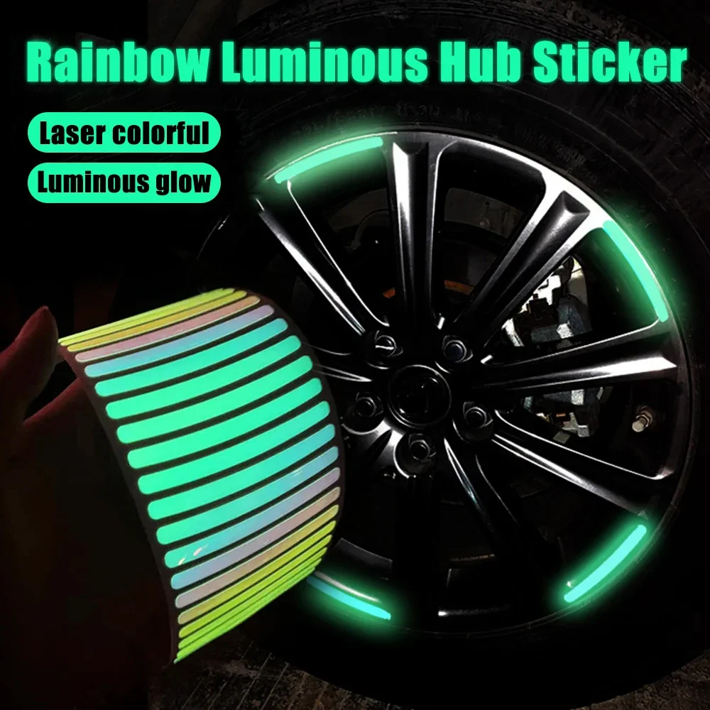 Laser Wheel Hub Reflective Sticker Car Motorcycle Bike Warning Decoration Reflective Strip Fluorescence Safety Reflective Tape