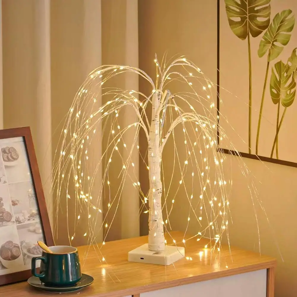LED Willow Christmas Tree Christmas Decorative Lights Ambient Lights Artificial Lighted Tabletop Tree for Holiday Home Decor