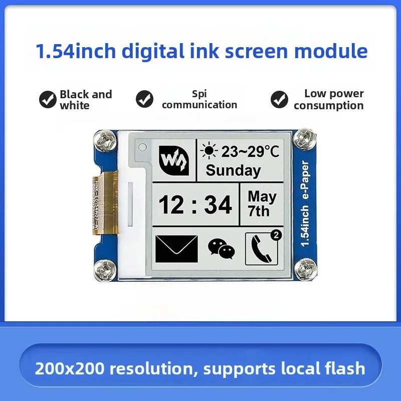 

Raspberry Pi E-Ink Display Module 1.54-inch 200x200 Resolution SPI Communication 170° Wide Viewing Angle Fast Refresh