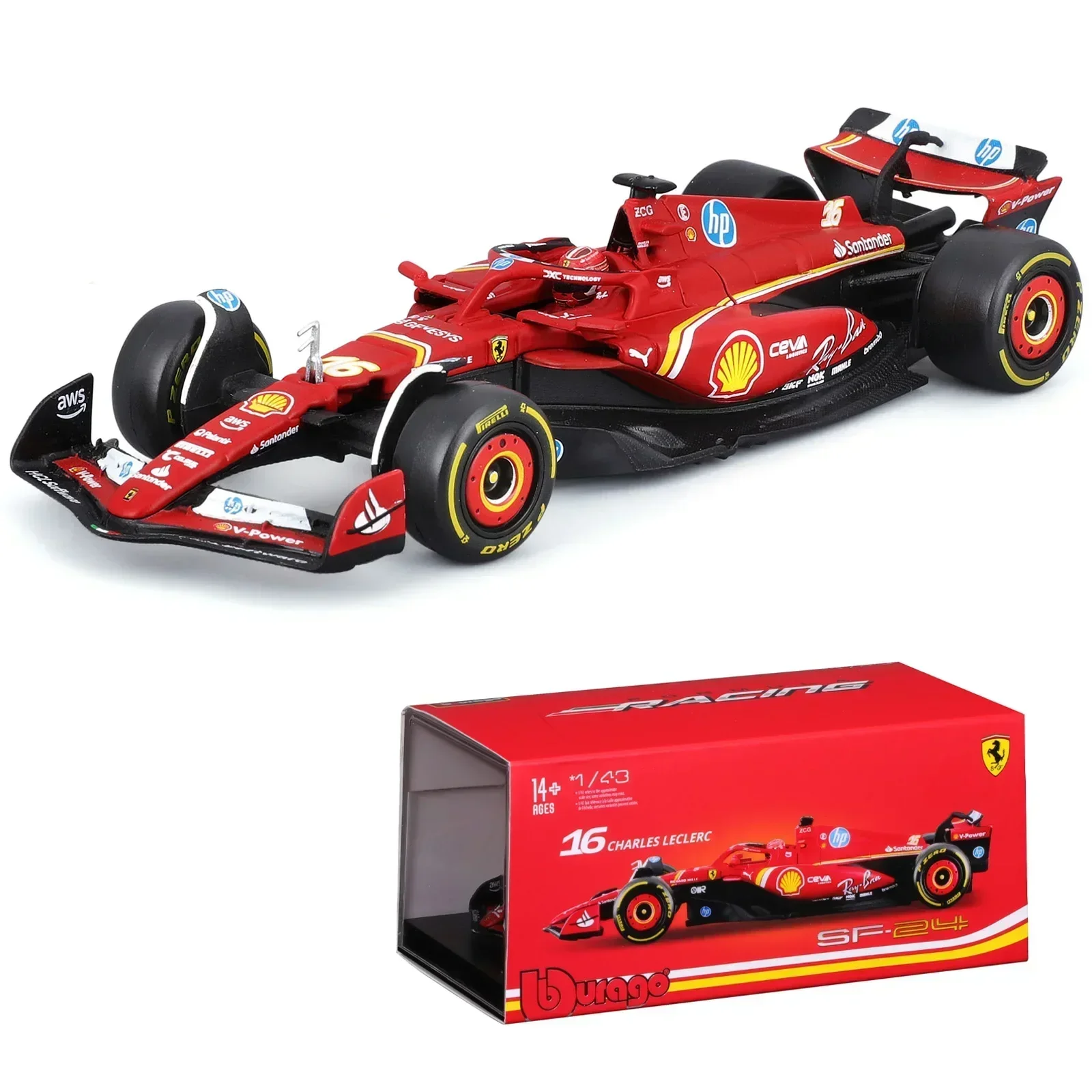 Bburago 1:43 Ferrari SF24 F1 Car Model 2024 Season 16# Leclerc 55# Sainz Alloy Luxury Vehicle Diecast Formula Racing Toy Gift