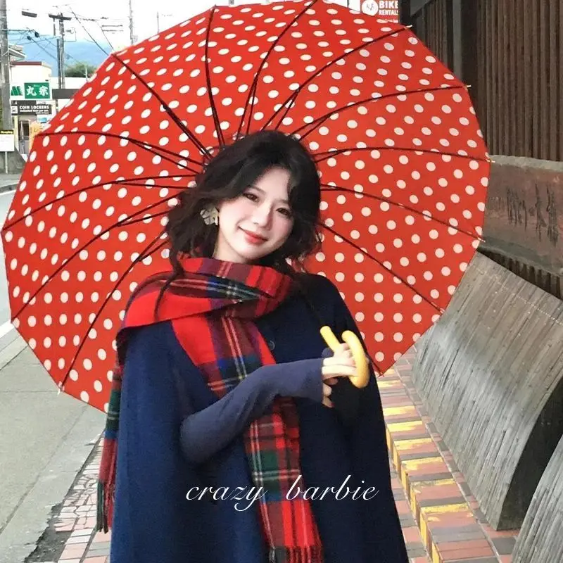 Atmosfera ~ Lenço xadrez vermelho feminino inverno novo cachecol xale de lã de caxemira versátil para manter aquecido