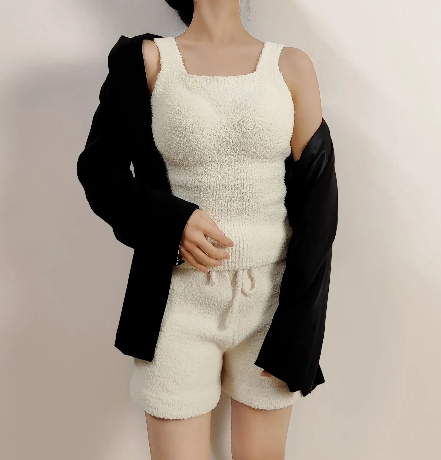 الشتاء المرأة الجسم الأعلى مشد سترة ضئيلة قميص مع الصدرية امبسوول الملابس الداخلية الحرارية الأساسية Homewear بانت #6