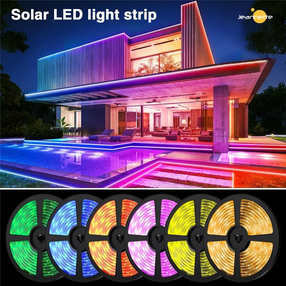 5M/10M Led Light Solar LED Strip 24Keys 5050 Multicolor RGB TV Background Light Bar Game Room Family Party Decoration Solar lamp