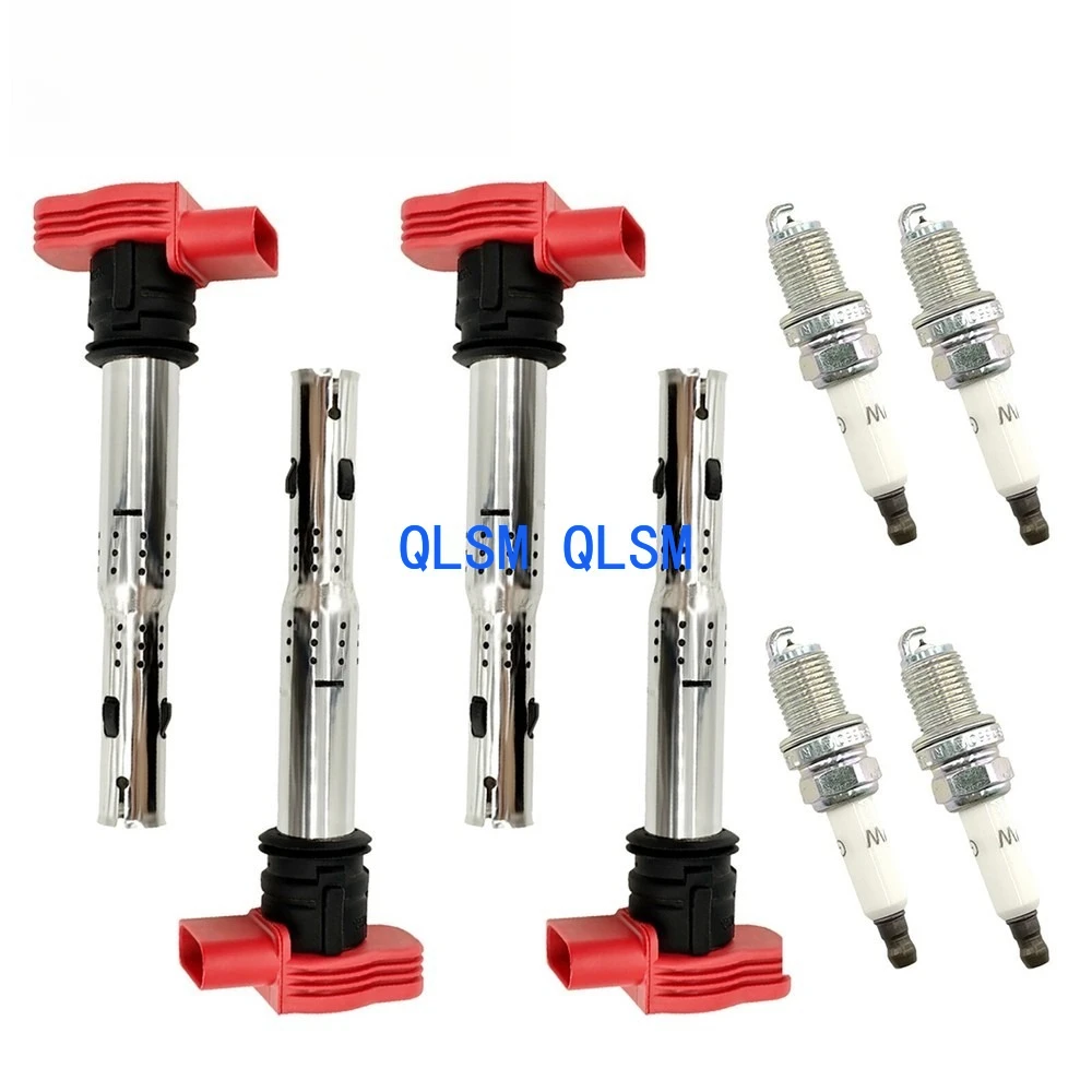 

4-Piece ignition coil and spark plug for Audi TT A4 A3 Volkswagen Golf Jetta Eos GTI 2.0L 2.0T-