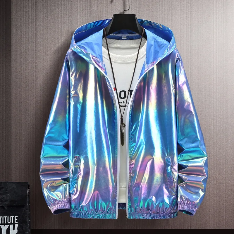 

Men's Summer Colorful Reflective Sunscreen Men's Ice Silk Ultra-thin Couple Color Thin Jacket Trend Gradual Change Coat