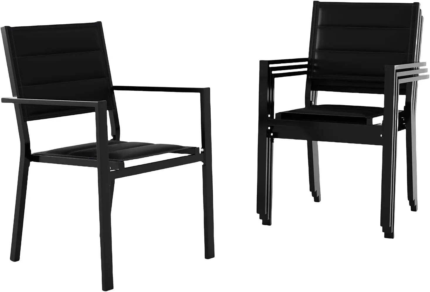 

Четыре складных алюминиевых стулья для патио с подлокотниками, грузоподъемность 300 фунтов, широкее сиденье, для балкона, сада, заднего двора