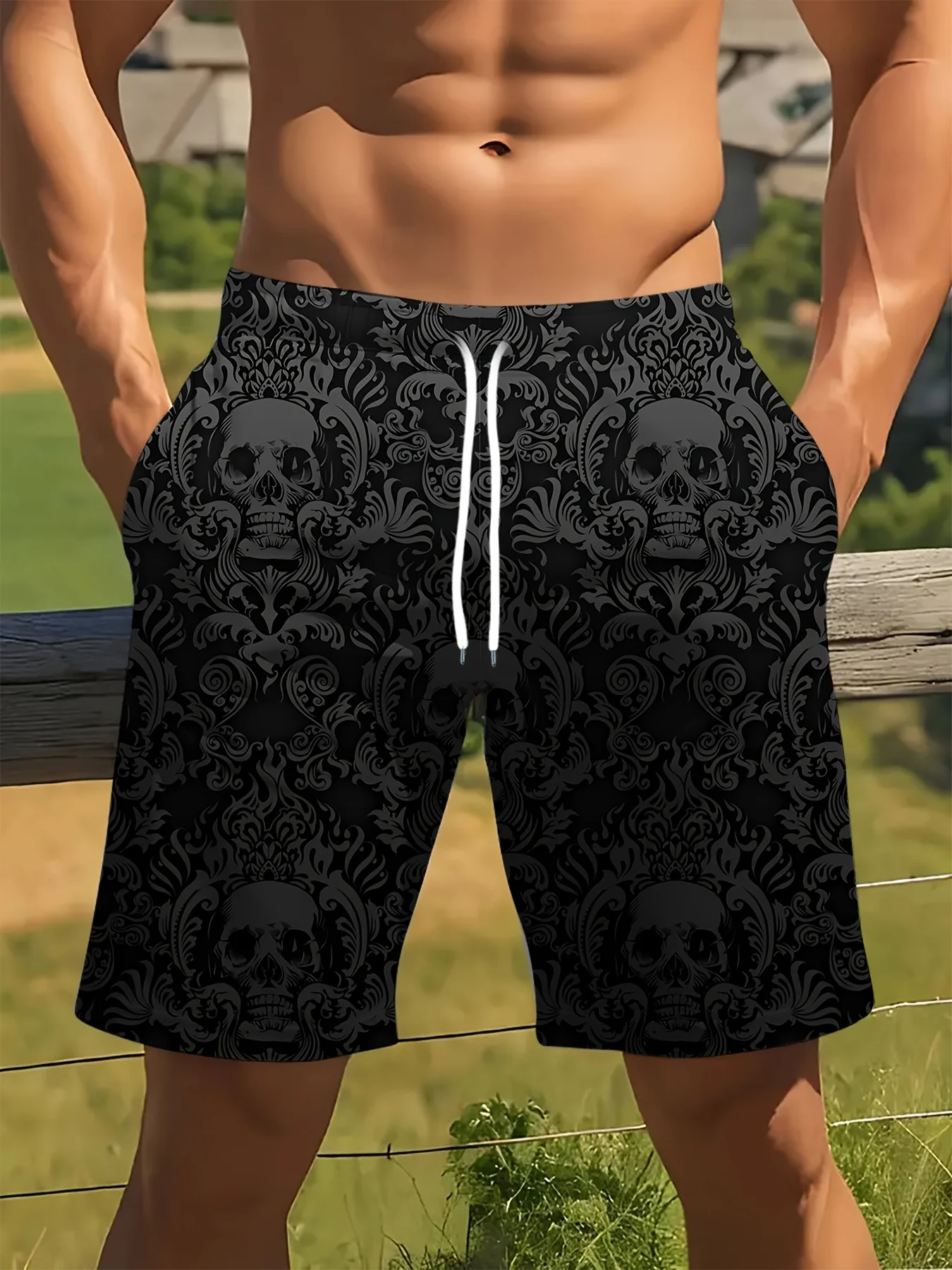 2026 Summer new men's shorts Breathable lightweight casual roller skating 3D printed hip-hop men's pants