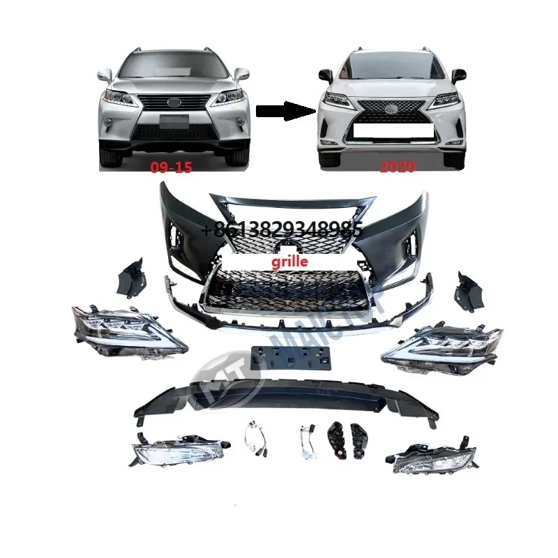 

Maictop car accessories conversion front bumper grille headlight for RX RX350 RX300 2009-2015 bodykit upgrade to 2020