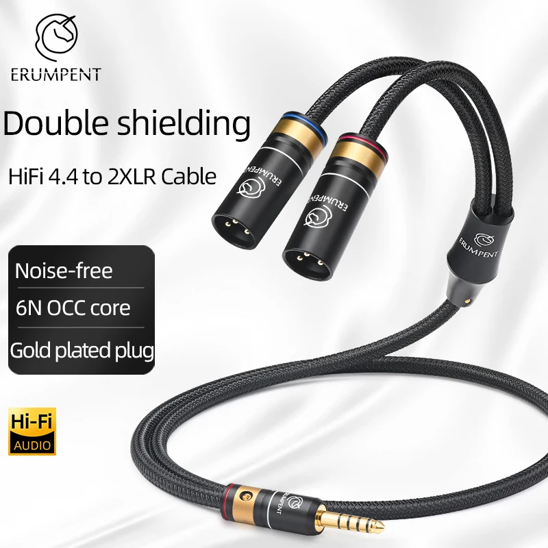 Hi-end HiFi 4.4mm to 2XLR Audio Cable  6N OCC Balanced 4.4mm Male to 2XLR Male/Female Mixer Amplifier Cable