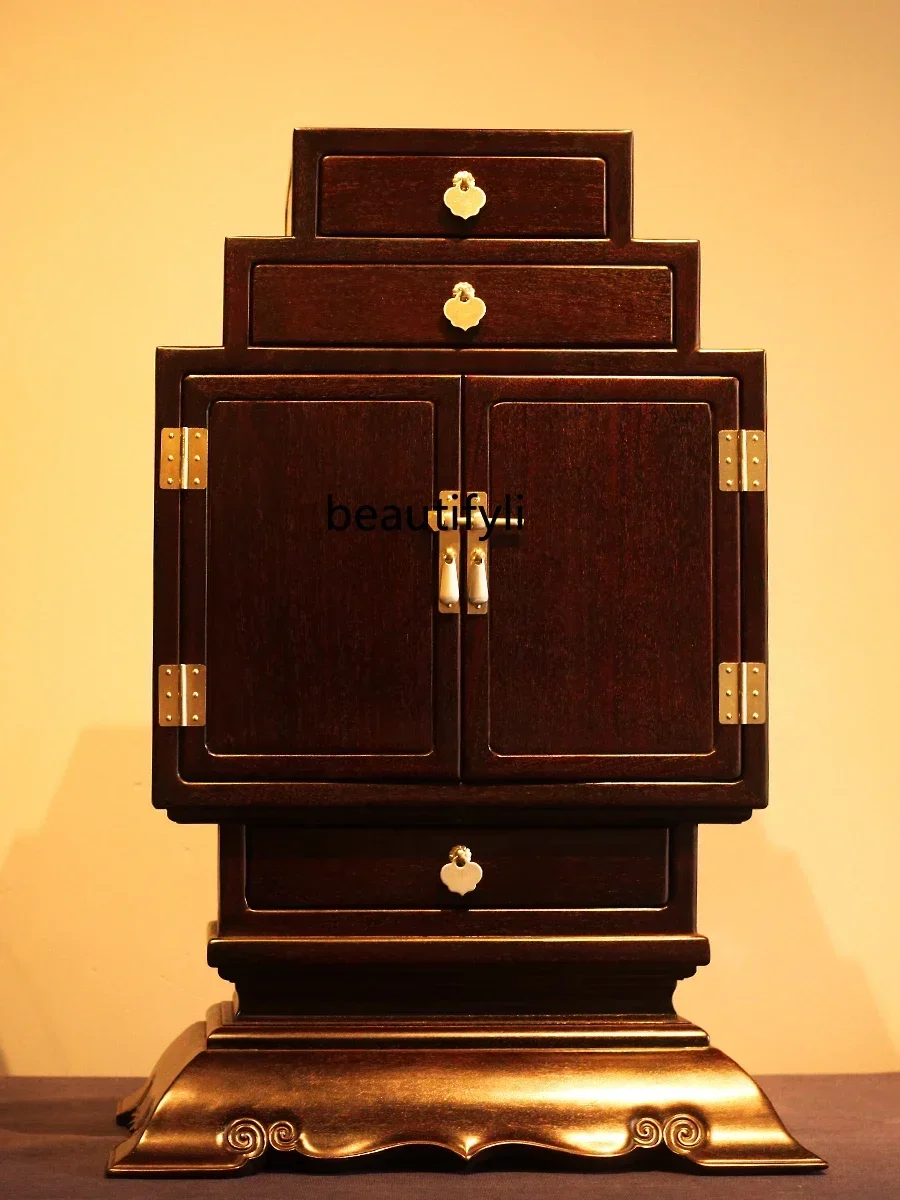 

new style Pterocarpus Santalinus Multi-Layer Desktop Storage Cabinet Solid Wood Tea Set Storage Cabinet Tea Cabinet ss 7304