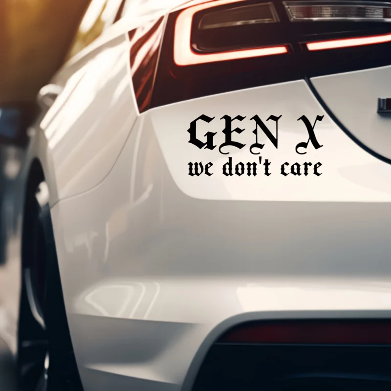 

Виниловые наклейки Generation X "We Don't Care" — прочные и не выцветающие, подходят для автомобилей и ноутбуков.