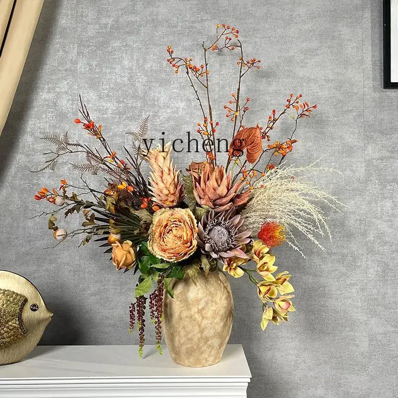 YFY Vintage Peony Artificial Decorative Floral Art Mid-Century Soft Decoration Fake Home Ornament