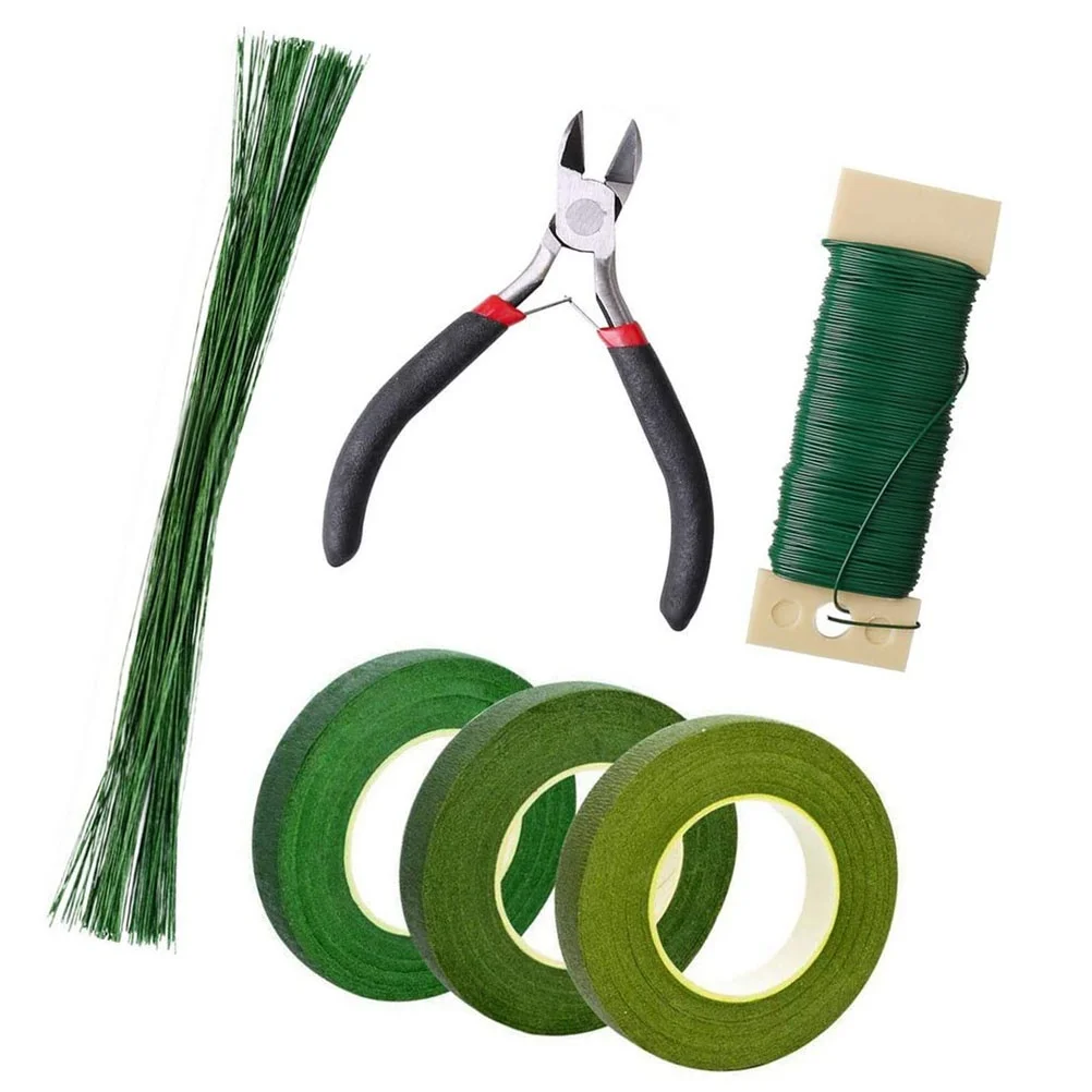 

Floral Flower Stem Wire Tool Set for DIY Dried Flower Bouquet Stem Tape Scissors Adhesive Packaging