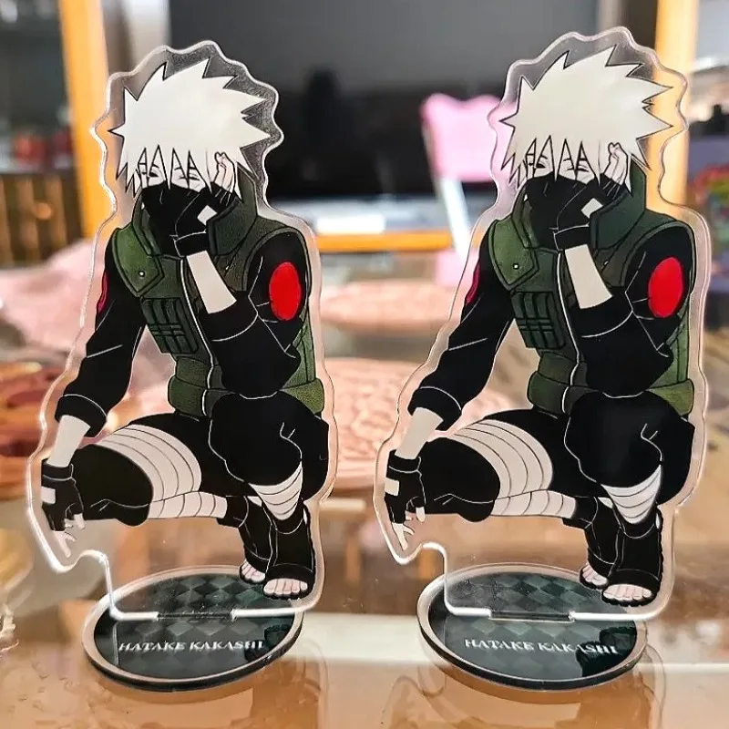 Anime Naruto Figures Stand Model Plate Hatake Kakashi Desktop Decoration Accessories Toys Collection Ornament Kids Friends Gift