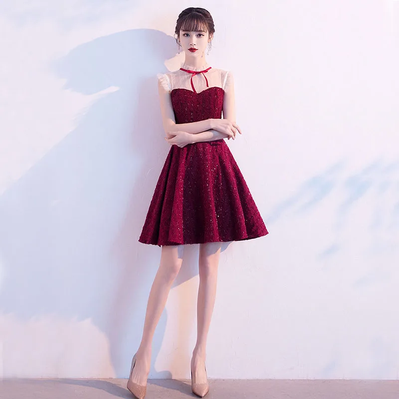 DongCMY Luxury Wine Red Graduation Dress 2025 New Prom Dress Small Evening Gown Women Usually Can Wear