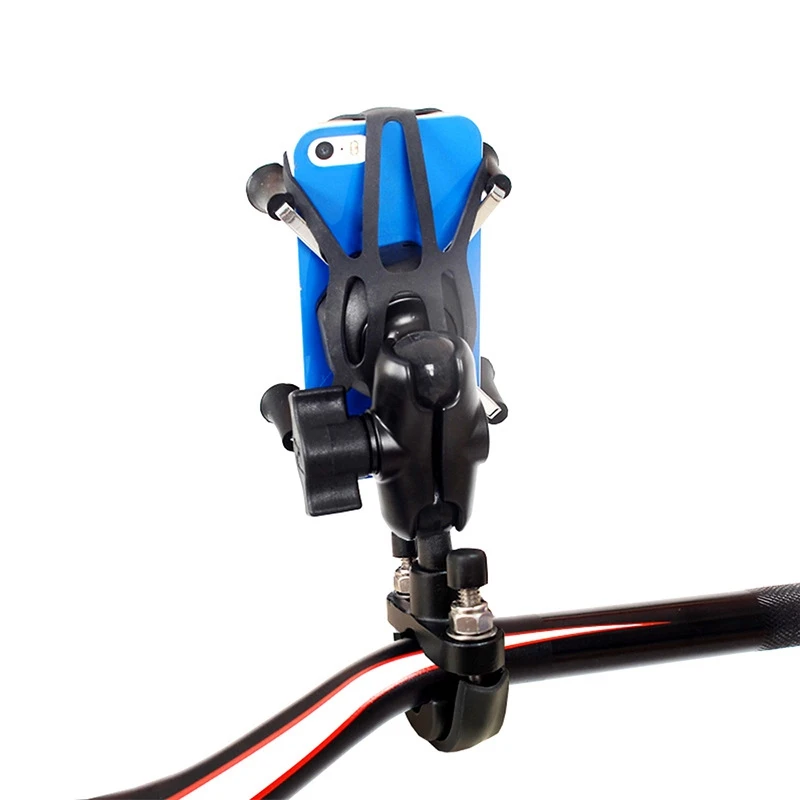 Motorcycle Handlebar Clamp Base 1 Inch Rubber Ball Head Mount For Gopro Action Cameras Cellphones Bracket Accessories