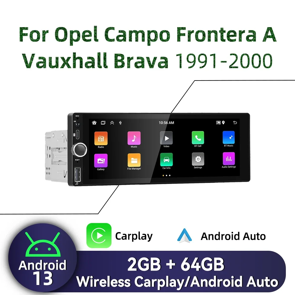 

Для Opel Campo Frontera A Vauxhall Brava 1991-2000 1 Din Android Радио Carplay 6,86 "Экран Стерео Автомобильный Мультимедийный Головное Устройство GPS