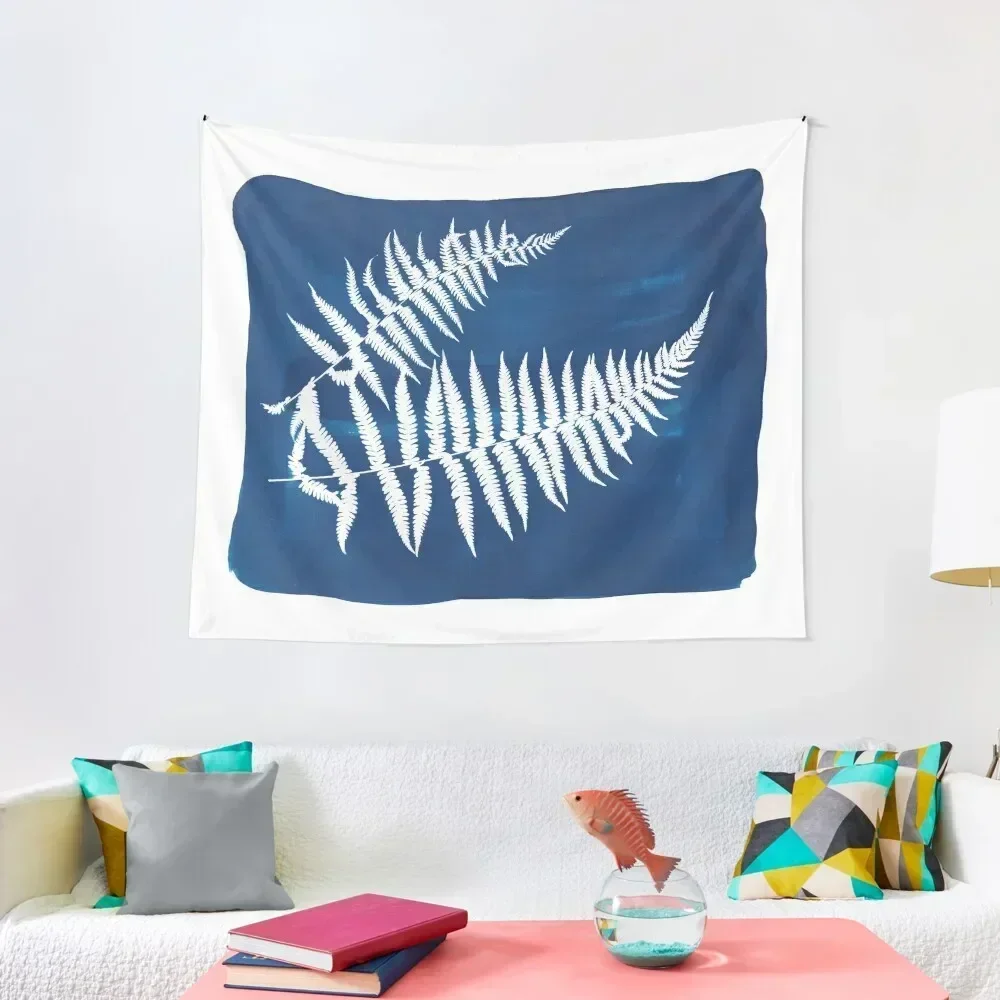 

Fern Botanical Cyanotype Sun Prints 2 Tapestry Room Decor Aesthetic Christmas Decoration Japanese Room Decor Tapestry