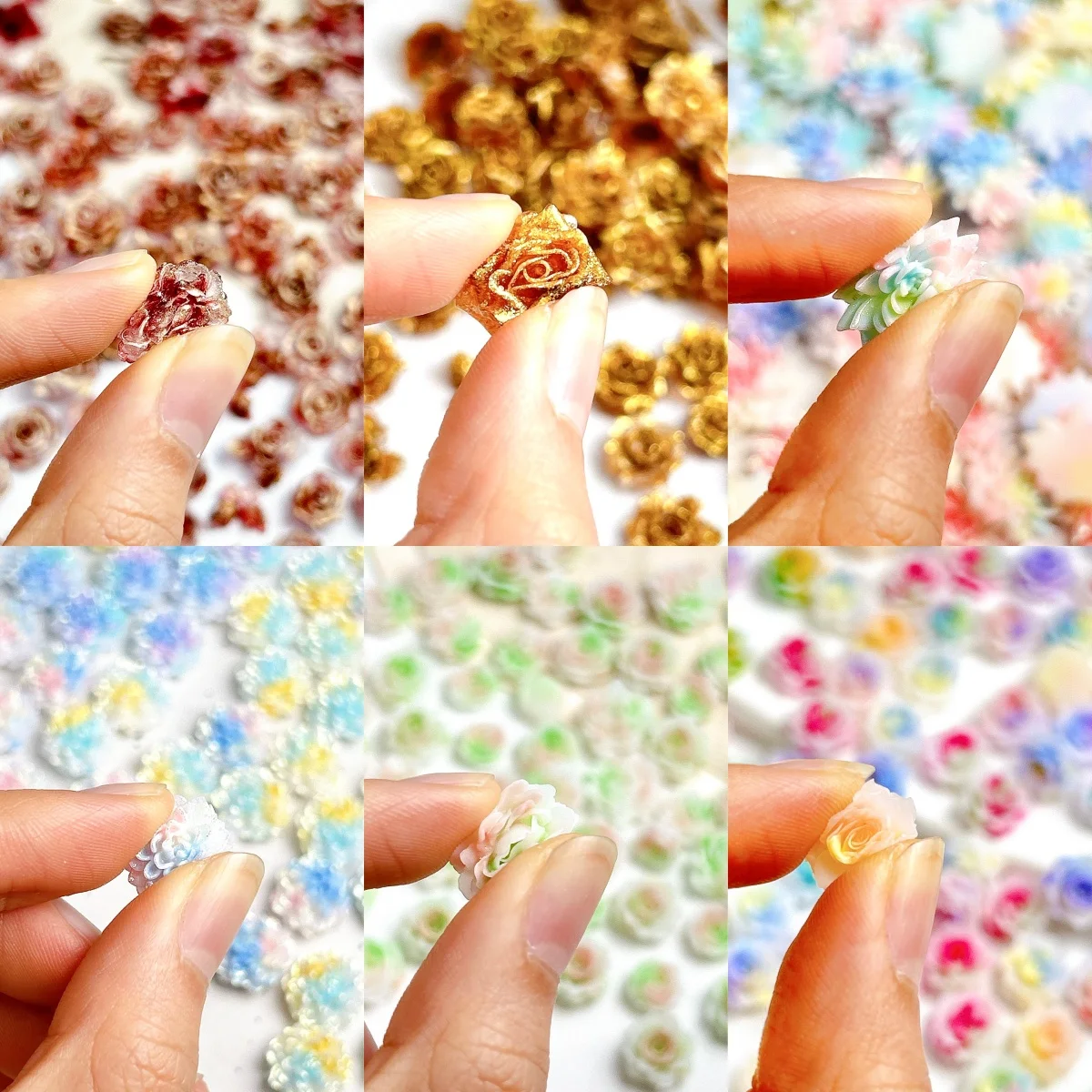 30개 다양한 스타일의 창의적인 야광 꽃 시리즈 네일 참, 시뮬레이션된 달콤한 컬러풀 나비 장미 네일 아트 장식 DIY