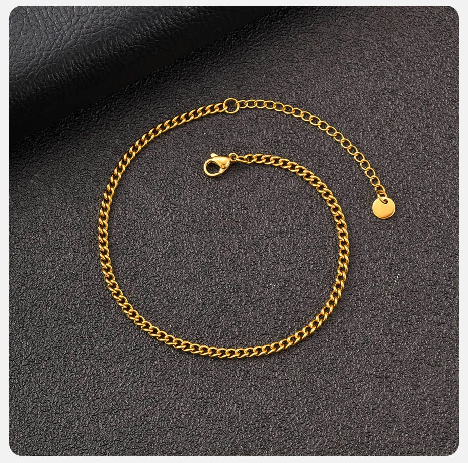 Vnox Edelstahl-Knöchelkette für Männer und Frauen, Gold- und Silberfarbenes Chunky Fußkettchen für Streetwear, 21-26cm Verstellbar – Detail 6