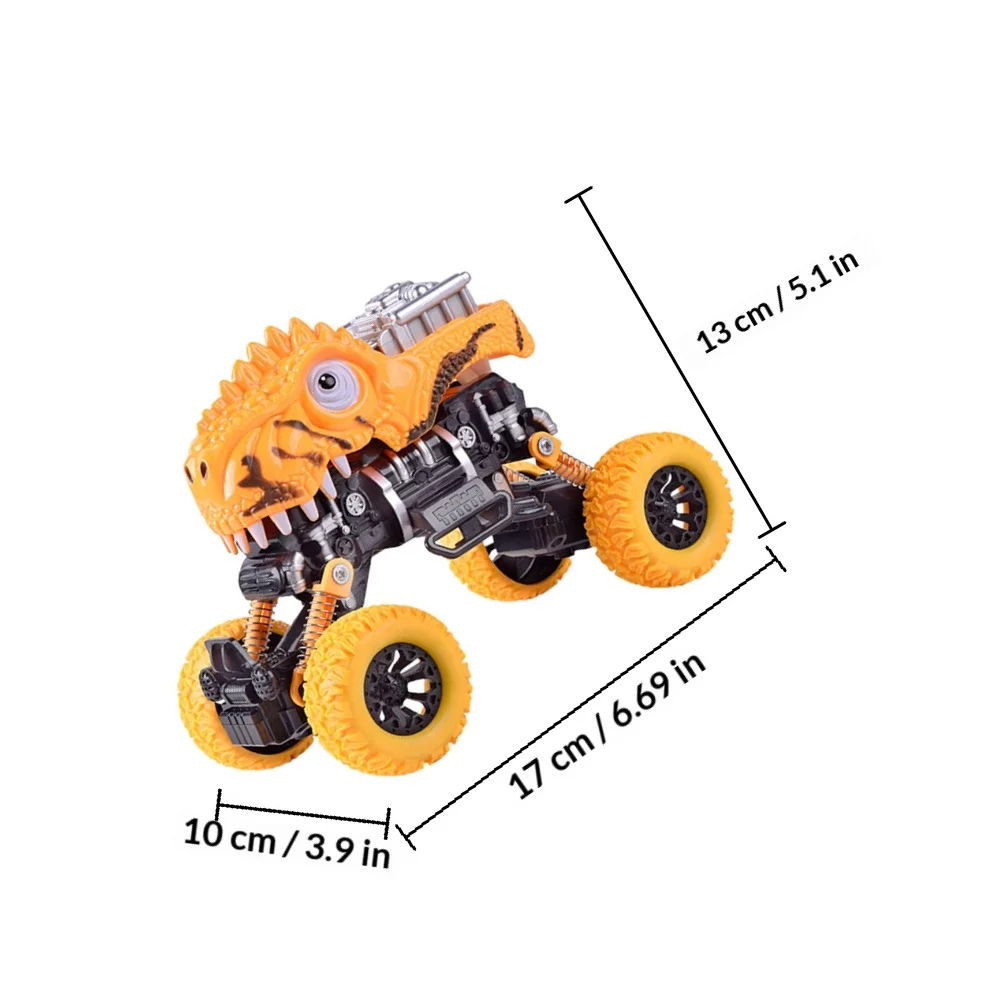 Großes Dinosaurier-Rückzieauto für Kinder, reibungsbetriebenes Fahrzeug mit zufälligem Design, ideal als pädagogisches Geschenk, Mitbringsel
