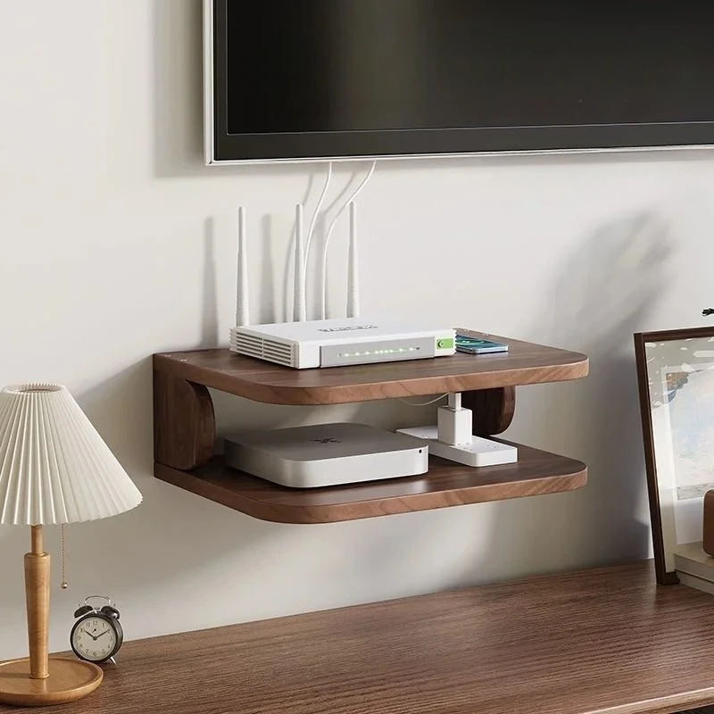 

Wall - Mounted WiFi Router & Set - Top Box Organizer Cable Management Shelf for TV Wall Hangable Storage Rack for Modems & More