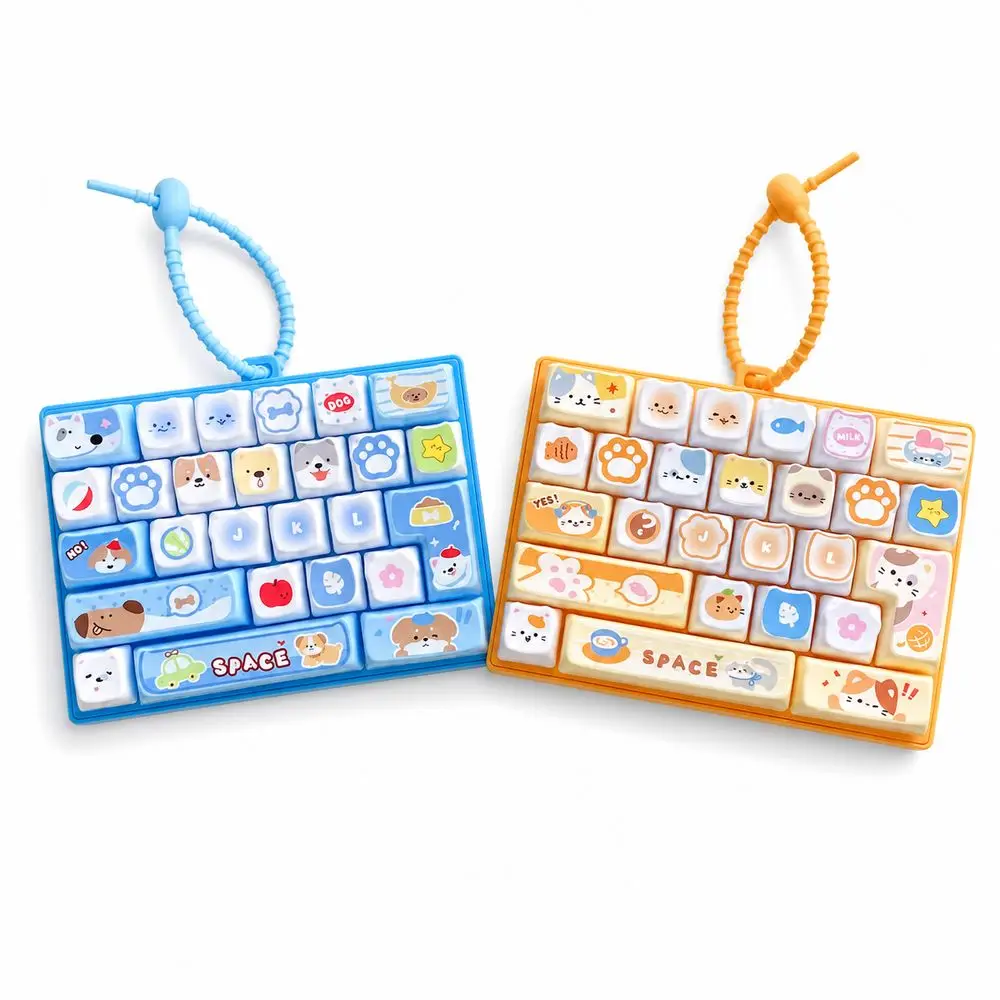 26-key Keyboard Keychain Clear Key Sounds Pressable Keys Press Button Hanging Loop Stress Relief Decompression Bag Ornament