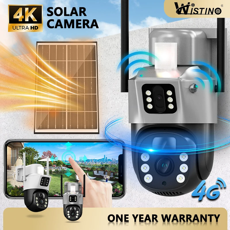 

V380 Dual-lens WiFi 4G Camera Solar Energy Outdoor Human Detection Night Vision Waterproof 6MP Security Surveillance Camera