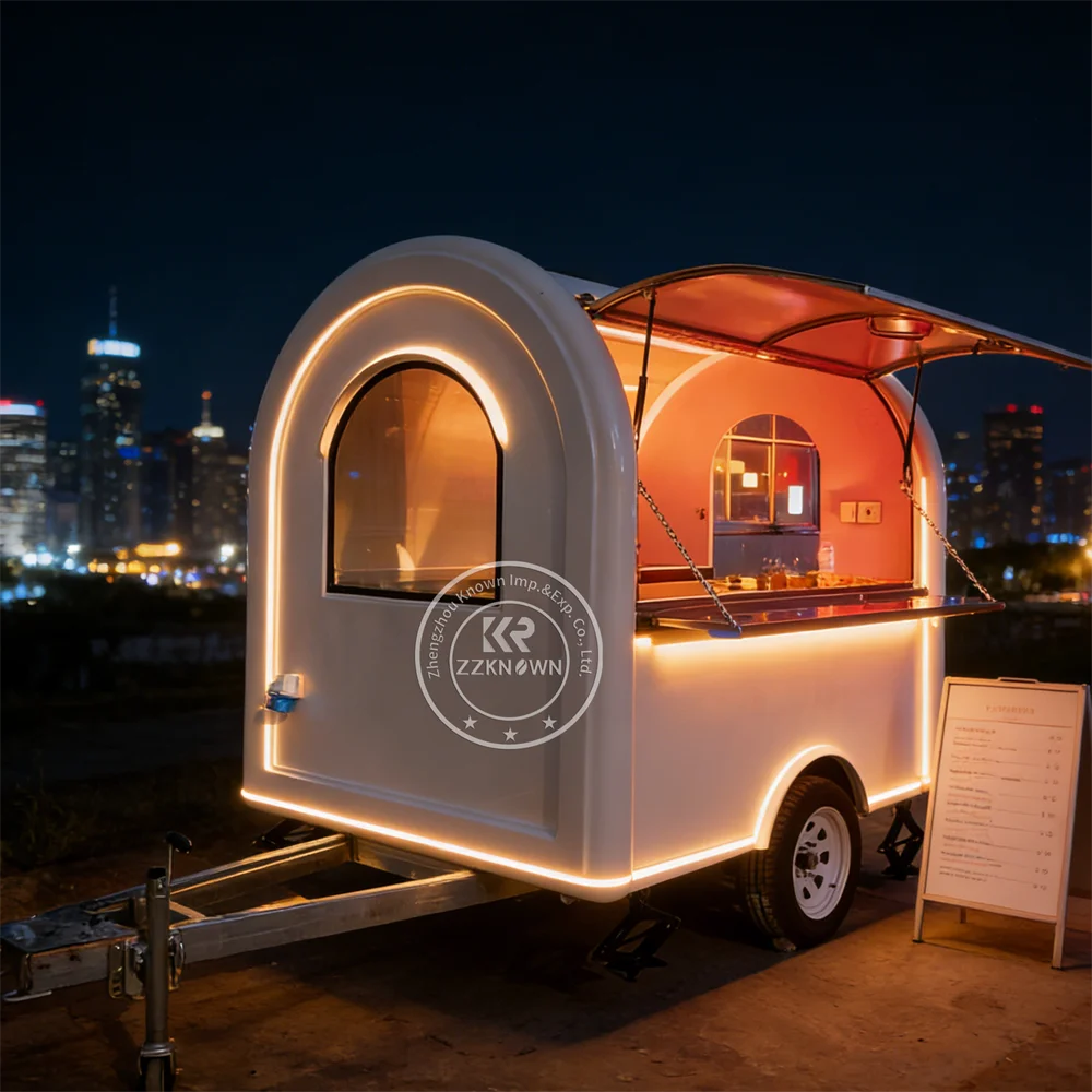 

Custom Color Fashion Ice Cream Food Truck Coffee Juice Beverage Trailer Mobile BBQ Food Trailer For Restaurants
