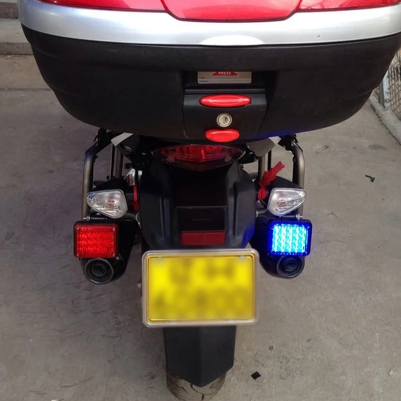 2 in 1 Universal Motorcycle LED red/blue Flashing lamp Police Motors Styling Led Signal light Safety Warning Indicator lights