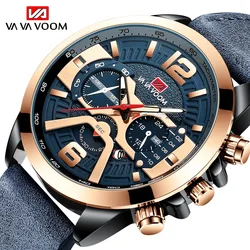 Fashion Va Va Voom Top Brand Casual Sport Watches for Men Luxury Military Leather Wrist Watch Man Clock Chronograph Wristwatches