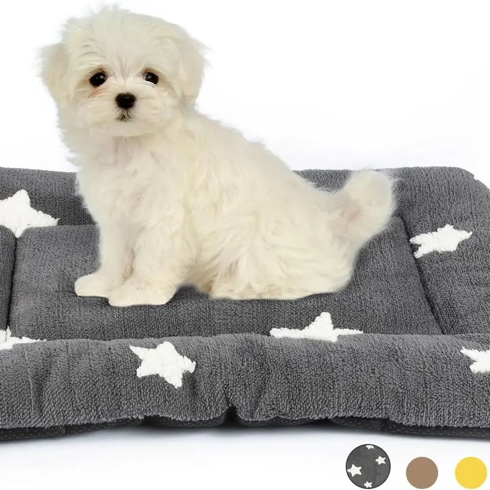 

Dog Crate Pad Kennel Bed Crate Mat for Small Dogs Washable Cute Star Pet Bed for Dog Cage Ultra Soft Flat Puppy Cat Kitten Pillo