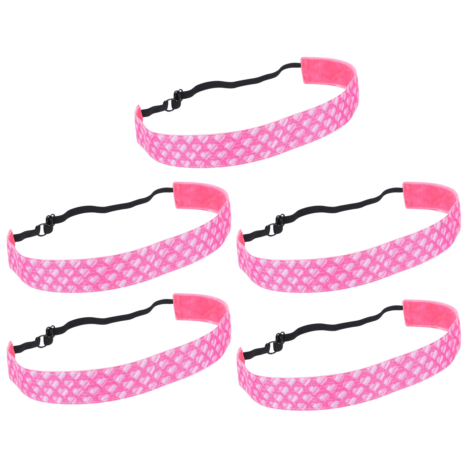 

5pcs Heart Pattern Headbands Fashionable Elastic Sweat Absorbing Sports Hair Accessories Running Fitness Anti Slip