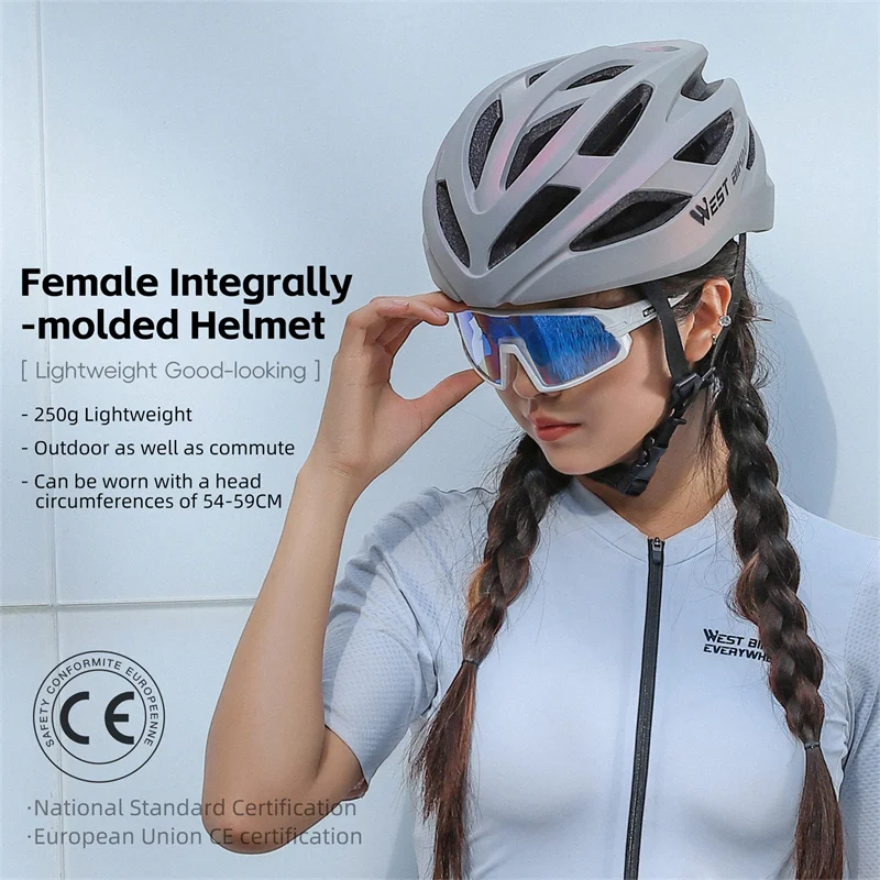 WEST BIKING Female Cycling Helmet Ultralight Integrated Molding Aerodynamic MTB Road Bike Helmet Outdoor Cycling Safety Cap