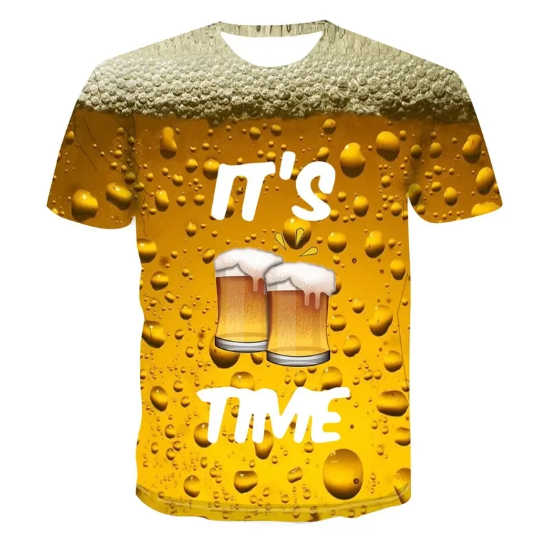 Men's 3D Printed Beer Bubble Novelty T Shirt Short Sleeve Casual Funny Tee Top 2026 Summer Graphic Print Streetwear Fashion