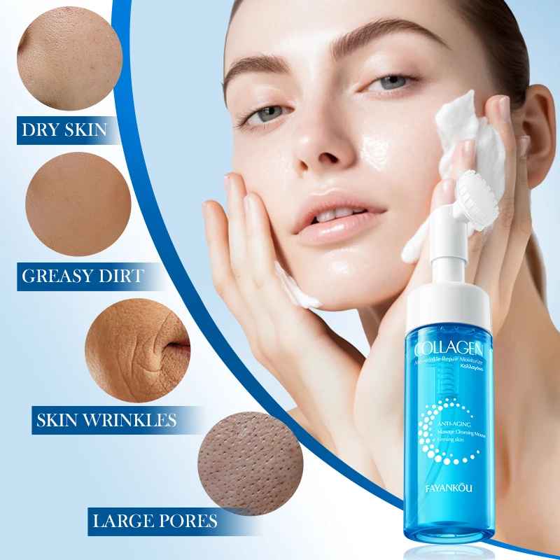 

150ml FAYANKOU Collagen Deep Repair Moisturizing Cleansing Control Oil Face Mousse Skin Long-lasting Care Products V2A6