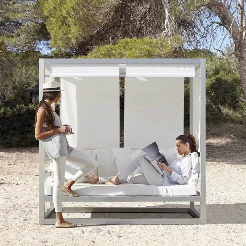 

Уличный диван-кровать с навесом, диван с навесом, диван для бассейна, цветок, двор, балкон, сад, пляж, скандинавское кресло для отдыха