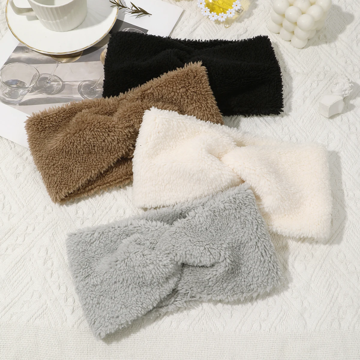 1pc fascia per capelli con nodo incrociato lavorato a maglia per donna autunno inverno fasce elastiche per capelli accessori per capelli da donna copricapo fasce per capelli alla moda