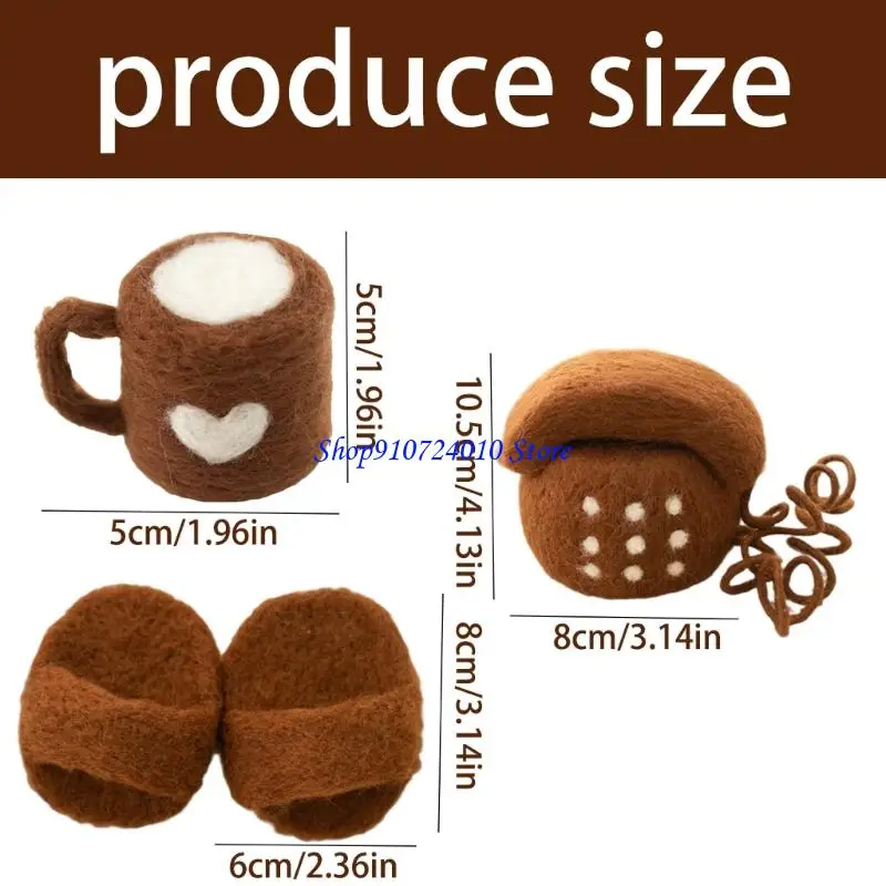 أدوات تصوير محمولة للرضع 77HD مصنوعة يدويًا من اللباد على شكل فنجان قهوة على شكل هاتف