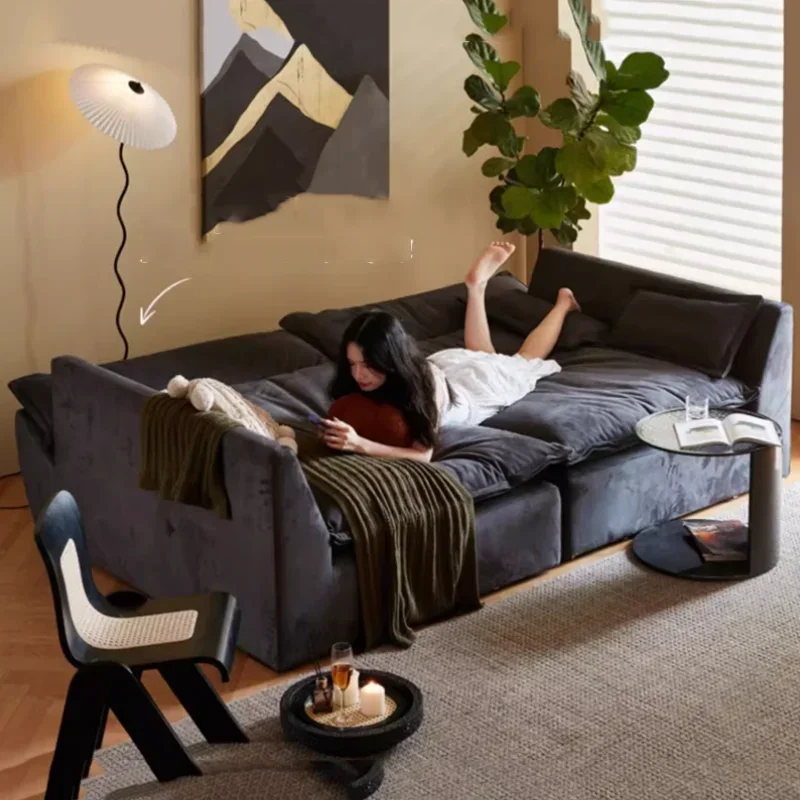 High Back Fabric Sofa Modern Stretch Design Wood 3 Seater Sofa Plush Solid Divani Soggiorno Nuovi Arrivati Home Furniture
