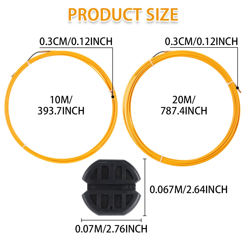 10m/20m 3mm Fiberglass Threading Device, For Wall And Conduit Wiring, Cable Guiding Device With Wire Binding And Gripping Device