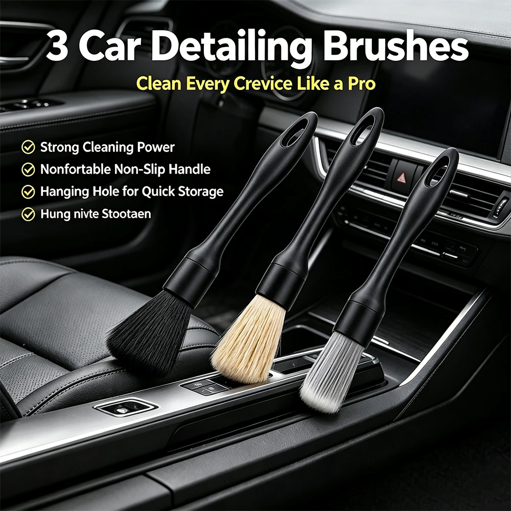 AUTOBRIGHT Car Detailing Brush Acid Alkali Resistant Automotive Detail Brush Cleaning Interior&Exterior Dashboard Rims Wheel Lug