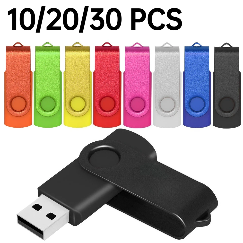 10/20/30Pcs Custom USB2.0 Flash Drive Pendrive 1GB 2GB 4GB Pen Drive 8GB 16GB Memory Stick 32GB USB Stick 64GB Flash 128MB Gift